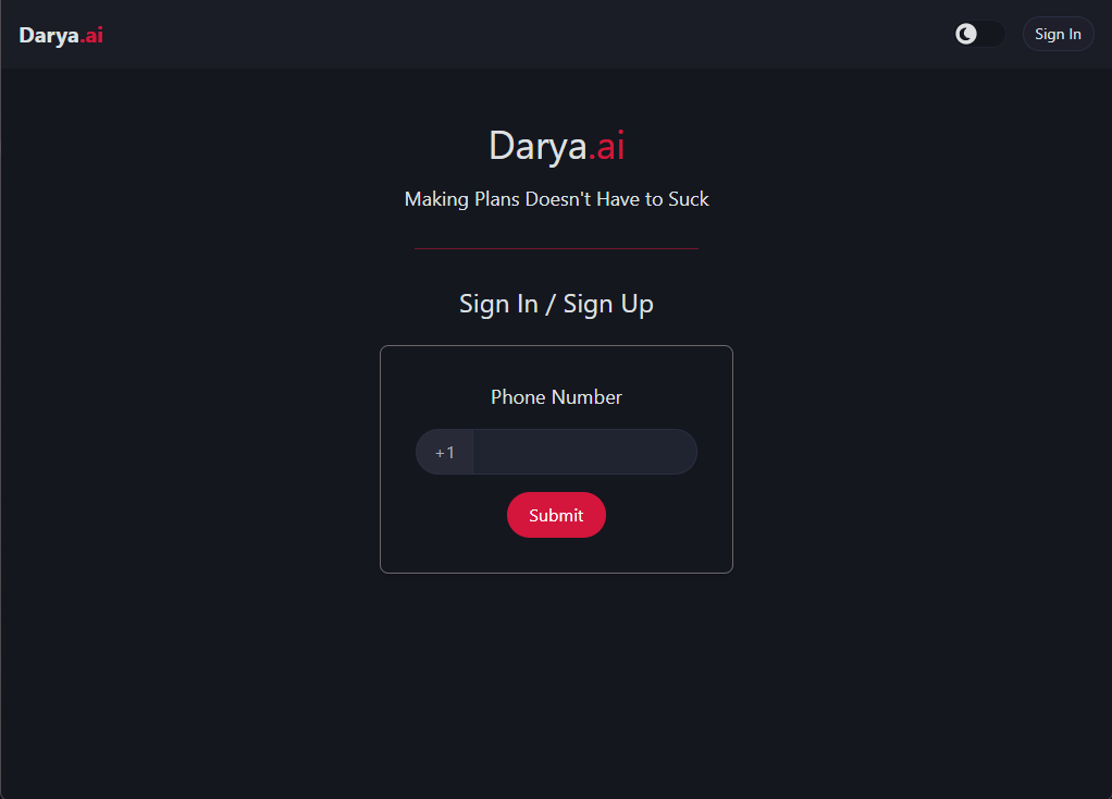 Darya landing page